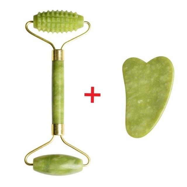 100% Natural Jade Roller GuaSha Board Facial Massage Tools Facial Massage Roller Beauty Lifting Slimming Scraper DropShipping|Massage Tools