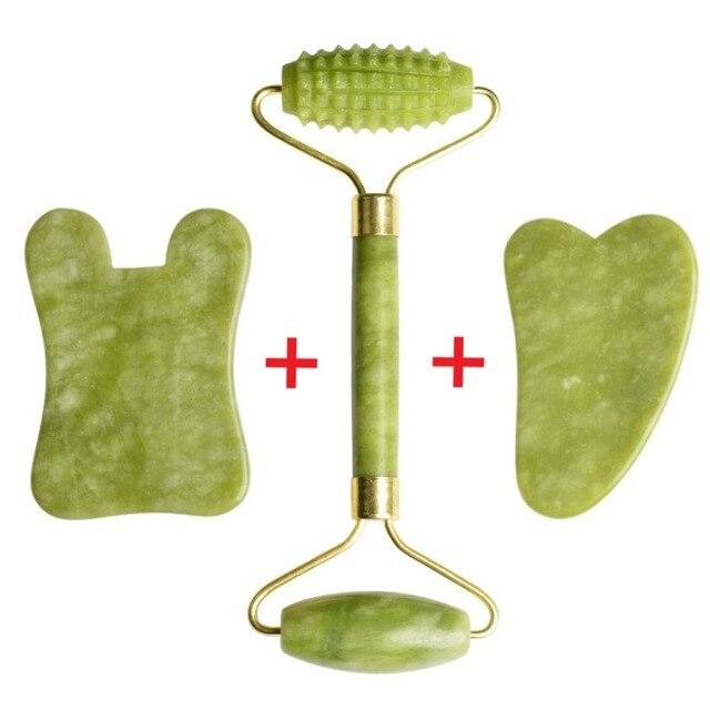 100% Natural Jade Roller GuaSha Board Facial Massage Tools Facial Massage Roller Beauty Lifting Slimming Scraper DropShipping|Massage Tools