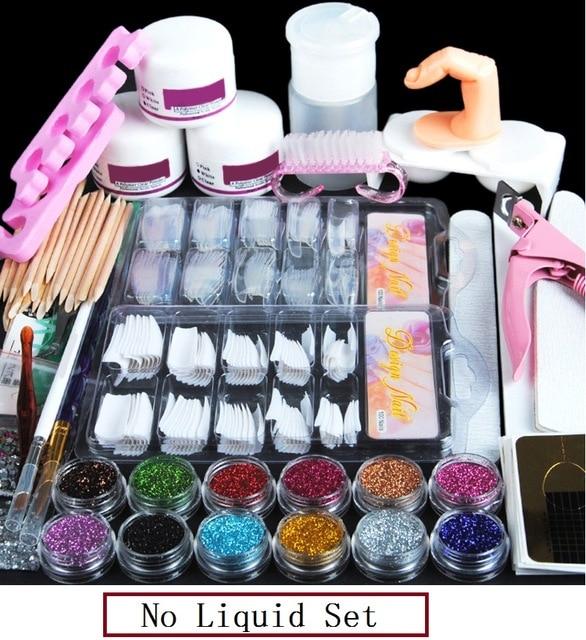 Pro Acrylic Kit Nail Manicure Set With Acrylic Liquid Nail Glitter Powder Nail Tips Decoration Acrylic Brush Nail Art Tool Kit|Sets & Kits