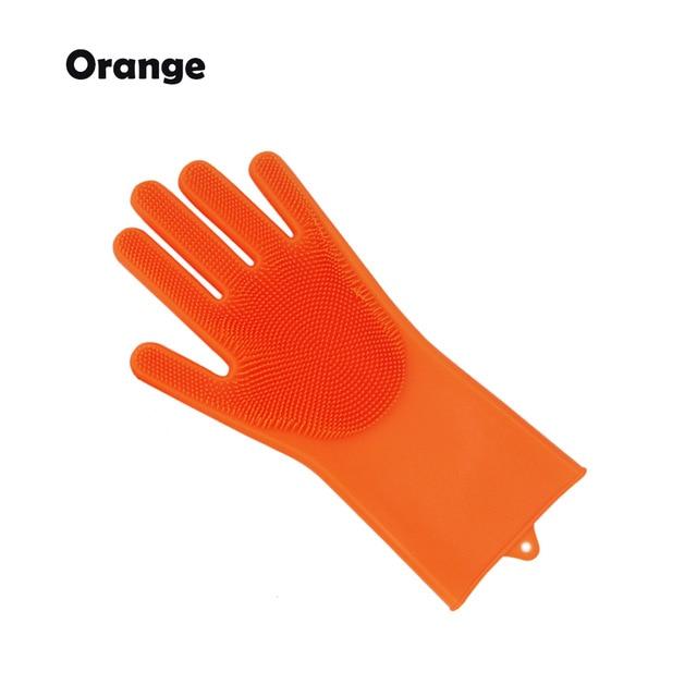 1Pcs Silicone Dishwashing Gloves with Cleaning Brush Kitchen Housekeeping Washing Gloves 100% Food Grade Cleaning Gloves|Household Gloves