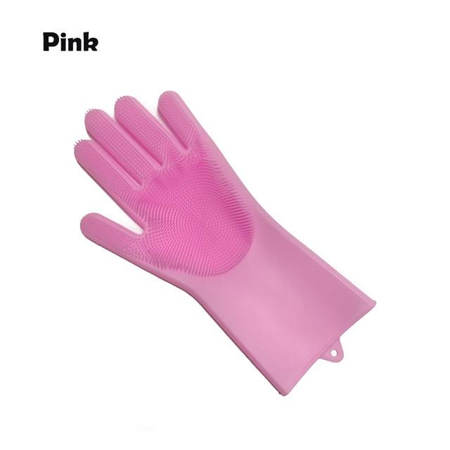 1Pcs Silicone Dishwashing Gloves with Cleaning Brush Kitchen Housekeeping Washing Gloves 100% Food Grade Cleaning Gloves|Household Gloves