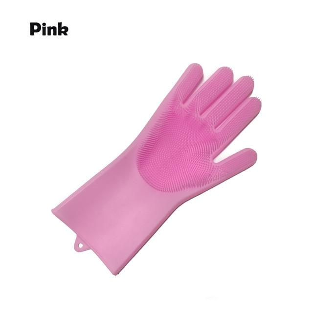 1Pcs Silicone Dishwashing Gloves with Cleaning Brush Kitchen Housekeeping Washing Gloves 100% Food Grade Cleaning Gloves|Household Gloves