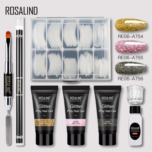 ROSALIND Poly Nail Gel Extension Nail Kit All For Manicure Gel Set Acrylic Solution Water Builder Gel Polish For Nail Art Design|Sets & Kits