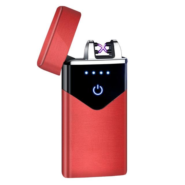 Electric Dual Arc Lighter USB Rechargeable Windproof Flameless Plasma Pulse Lighters For Cigarette Candle With LED Power Display|Cigarette Accessories