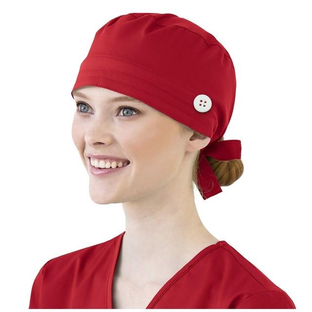 Women Cotton Bandage Adjustable Cap Sweatband Bouffant Hat Men gorros quirofano mujer nurse uniform Hat Accessories