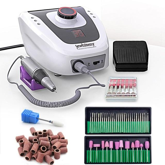 32W 35000RPM Electric Nail Drill manicure Machine File New Version of Copper Handle Nail Tool Kit Electric Nail File with Cutter|Electric Manicure Drills