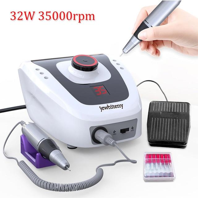 32W 35000RPM Electric Nail Drill manicure Machine File New Version of Copper Handle Nail Tool Kit Electric Nail File with Cutter|Electric Manicure Drills