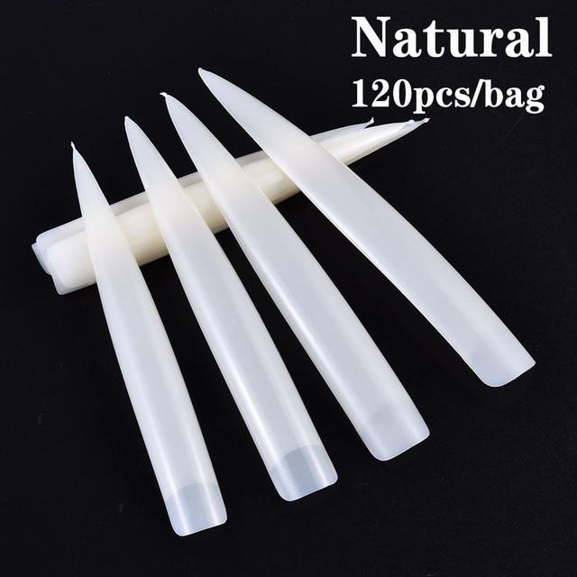 120Pcs/Bag Half Cover French Salon False Tips Extra Long Stiletto/Curved Sharp Ending Nail Art Acrylic Gel 10Sizes Press On Nail|False Nails