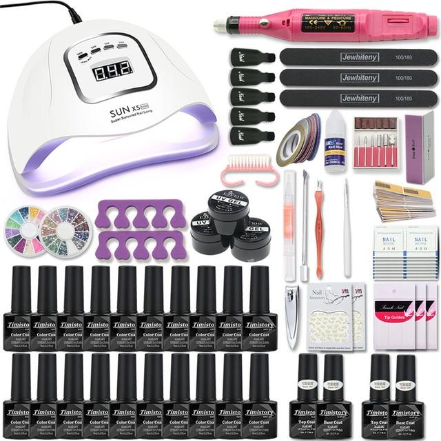 Super Manicure Set for Nail Kit with led Nail lamp 20000RPM Nail drill Machine Nail Polish Kit Acrylic Kit Nail Art Tools Set|Sets & Kits