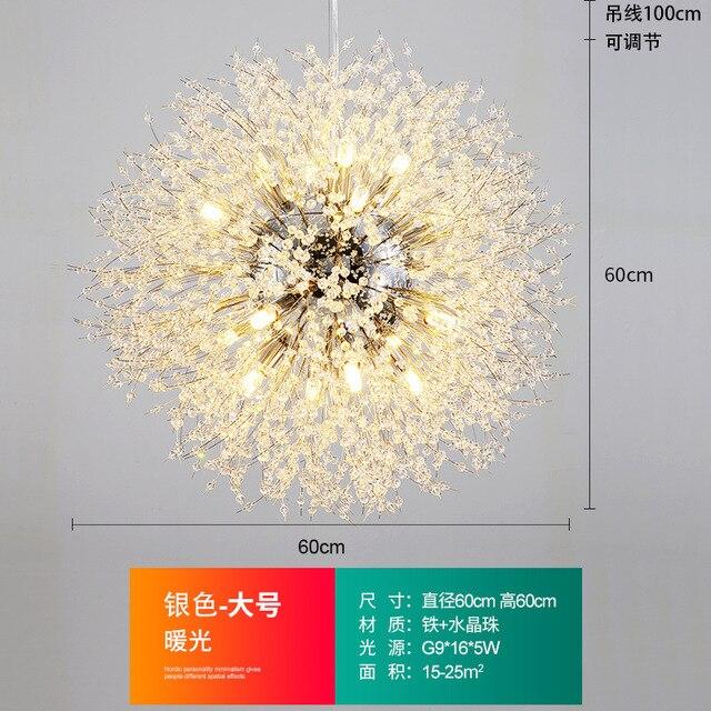 Modern LED Crystal Chandelier Pendant Hanging Lamp Dandelion Chandelier Lighting Luminaire for Living Dining Room Decor Fixtures|Pendant Lights