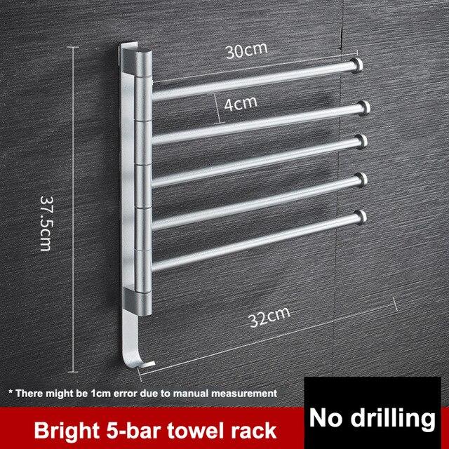 Bathroom Towel Rack Rotatable Towel Holder Space Aluminum 2/3/4/5 Bar Towel Hanger Kitchen Shelf Paper Hanging Wall Mounted|Towel Racks