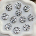 DIY AB Resin Bling Irregularity Surface Ore Crystal 8mm&10mm Round Flatback Rhinestone Ornament DIY Wedding Appliques Craft B96|Rhinestones