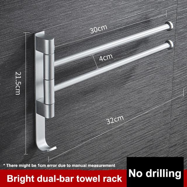 Bathroom Towel Rack Rotatable Towel Holder Space Aluminum 2/3/4/5 Bar Towel Hanger Kitchen Shelf Paper Hanging Wall Mounted|Towel Racks