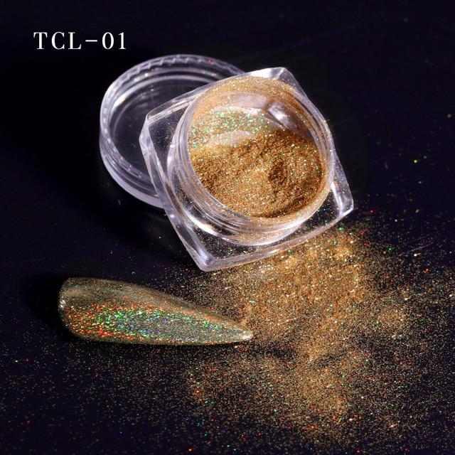 1Box Laser Nail Glitter Holographic Powder for Nails Mirror Polishing Chrome Pigments Shimmer Dip Powders Nail Art Decorations|Nail Glitter