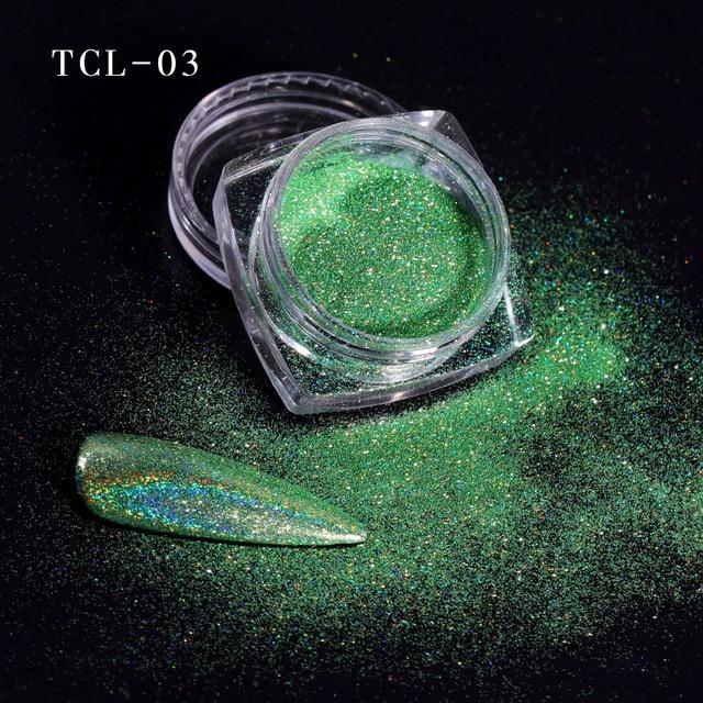 1Box Laser Nail Glitter Holographic Powder for Nails Mirror Polishing Chrome Pigments Shimmer Dip Powders Nail Art Decorations|Nail Glitter