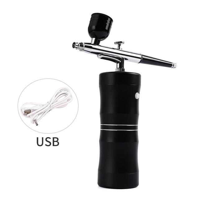 Top 0.3mm Mini Air Compressor Kit Air Brush Paint Spray Gun Airbrush For Nail Art Tattoo Craft Cake Nano Fog Mist Sprayer|Home Use Beauty Devices