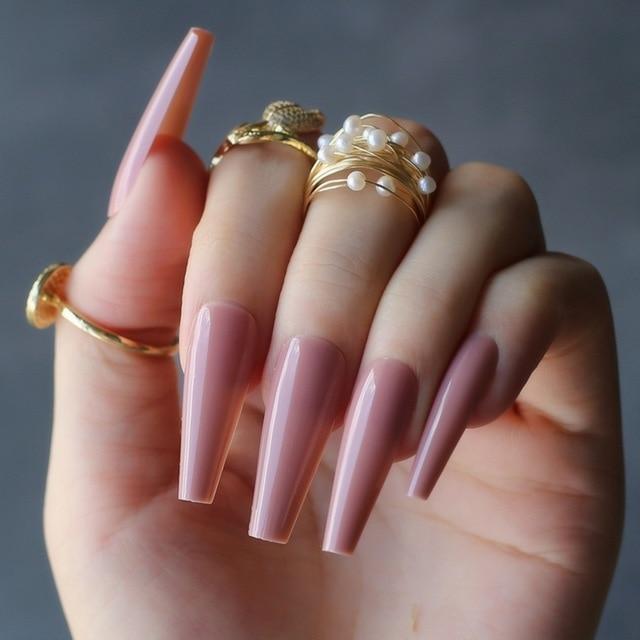 Extra stunning fasle nails Nude Long Luxury Coffin Matte Medium Acrylic nails salon 20pcs fake nails ballet Classic available|False Nails