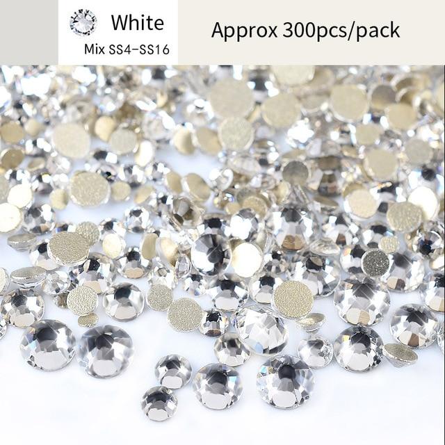 Mixed 100pcs Crystal AB Nail Art Rhinestones Flatback Strass Shiny Glass Nail Stones Gems For 3D Nails DIY Manicure Decorations|Rhinestones & Decorations