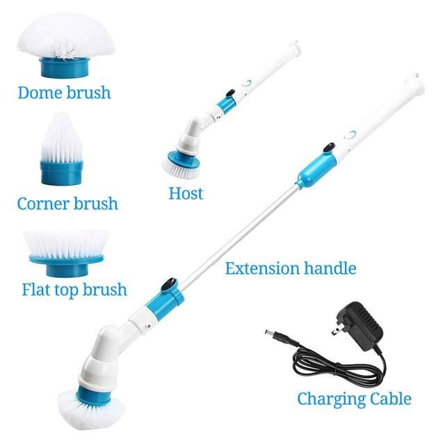 Electric Spin Scrubber Turbo Scrub Cleaning Brush Cordless Chargeable Bathroom Cleaner with Extension Handle Adaptive Brush Tub|Cleaning Brushes