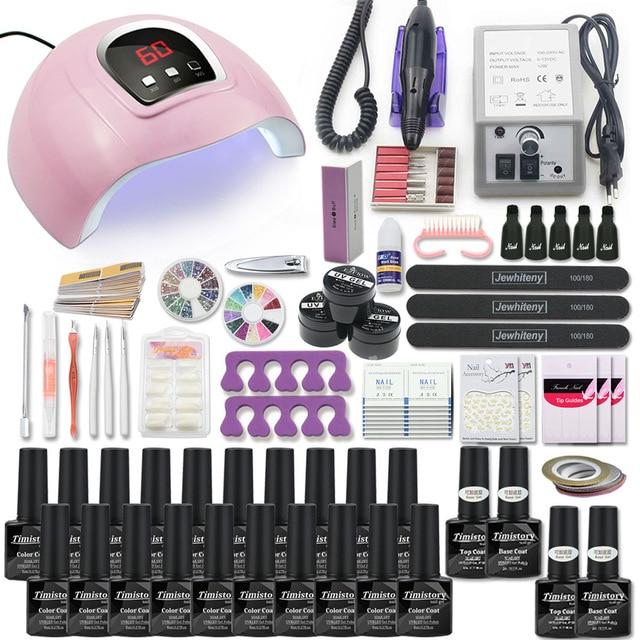 Super Manicure Set for Nail Kit with led Nail lamp 20000RPM Nail drill Machine Nail Polish Kit Acrylic Kit Nail Art Tools Set|Sets & Kits