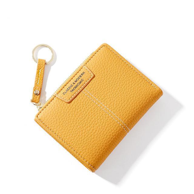 Brand Yellow Women Wallet Soft PU Leather Female Purse Mini Hasp Card Holder Coin Short Wallets Slim Small Purse Zipper Keychain|Wallets