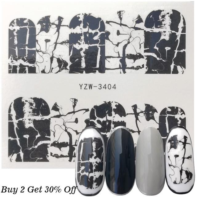 1 Sheet White Black Gradient Marble Nail Art Sticker Water Transfer Decal Watermark Slider Manicure Full Wrap Tool Decor|Stickers & Decals