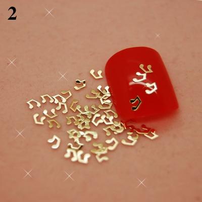 800pcs/lot Thin Tiny Music Note Letter Pattern Gold Metal Nail Art Sequins Slice Decorations DIY Set or Mix Wheel|Rhinestones & Decorations