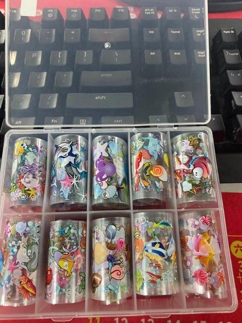 hot selling FOIL BOX Flowers Mix 10 / foil nail paper Flowers & leaves 10 different patterns of nail transfer foils decals|Stickers & Decals